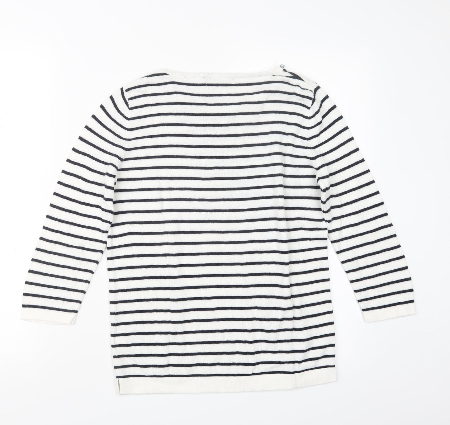 Belle Vere Womens White Striped Knit Pullover Jumper Size 10
