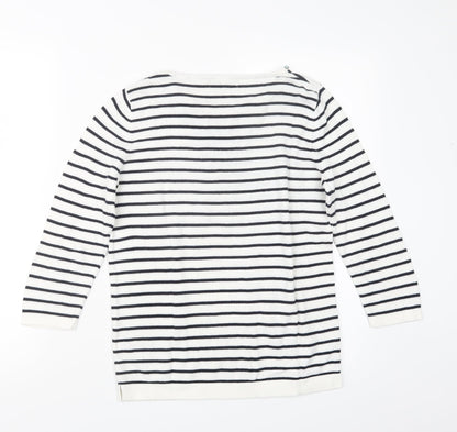 Belle Vere Womens White Striped Knit Pullover Jumper Size 10
