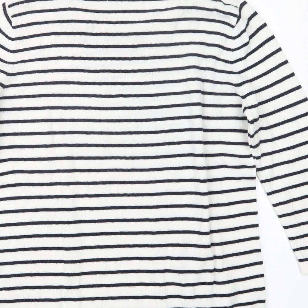 Belle Vere Womens White Striped Knit Pullover Jumper Size 10