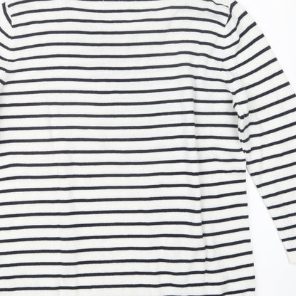 Belle Vere Womens White Striped Knit Pullover Jumper Size 10
