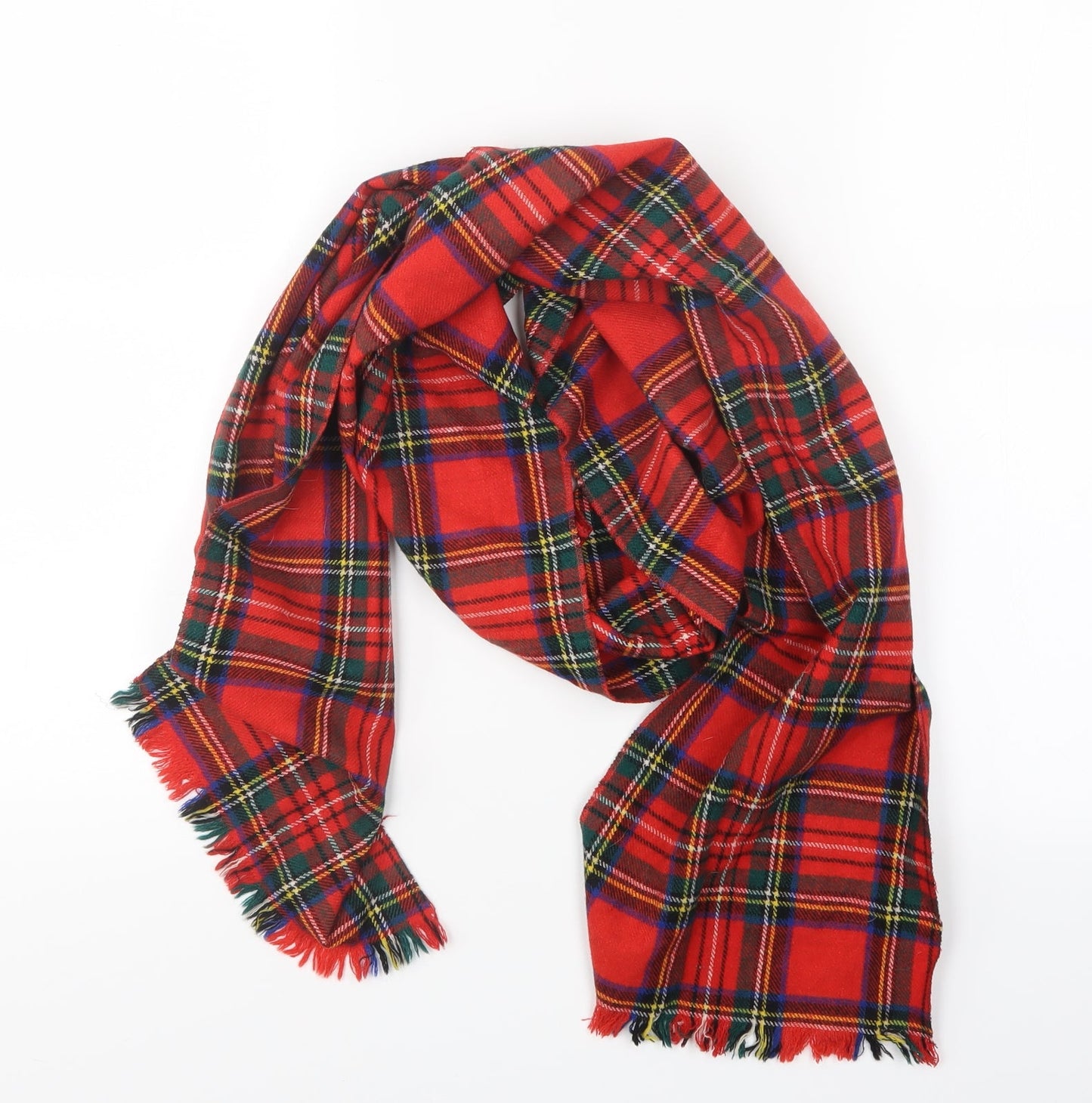 Preworn Womens Red Check Knit  Scarf