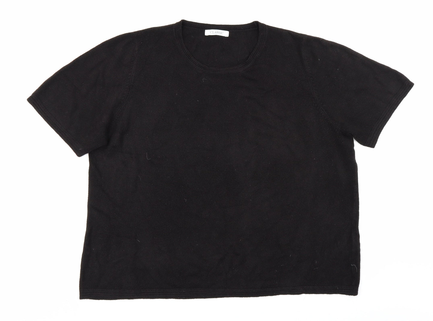 Womens UK Size 18 Classic Black Basic T-Shirt