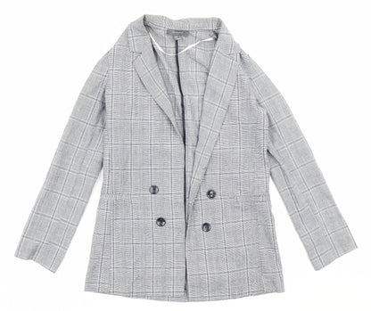 Primark Womens Grey Check  Jacket Blazer Size 8