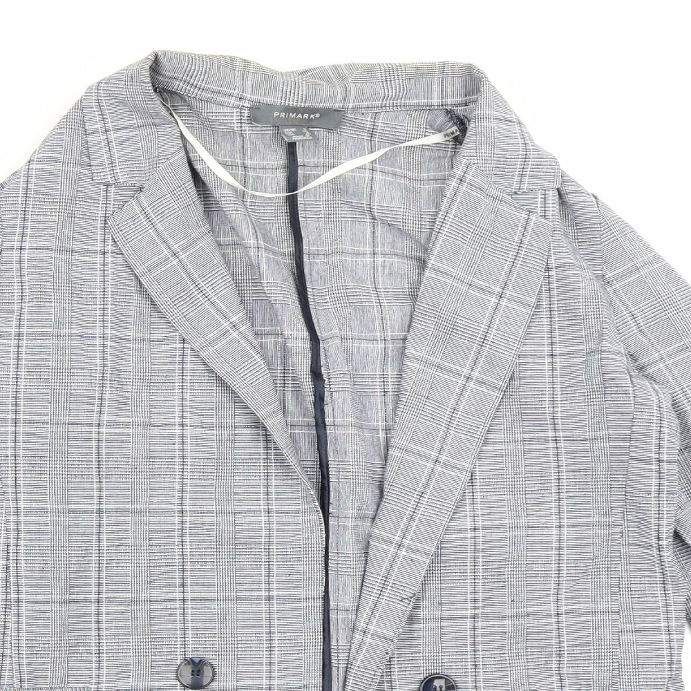 Primark Womens Grey Check  Jacket Blazer Size 8