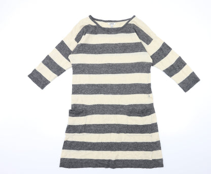 I Love H81 Womens Beige Striped  Jumper Dress  Size L
