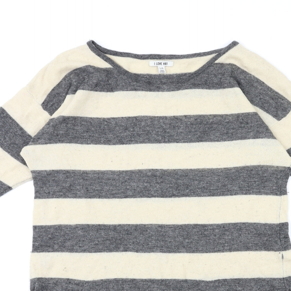 I Love H81 Womens Beige Striped  Jumper Dress  Size L