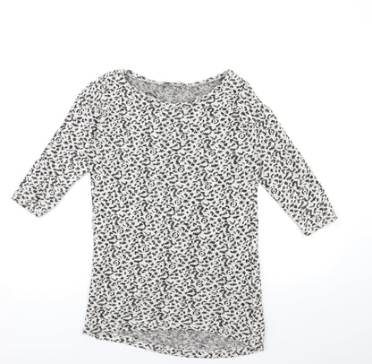 George Womens Beige Animal Print Knit Pullover Jumper Size 8