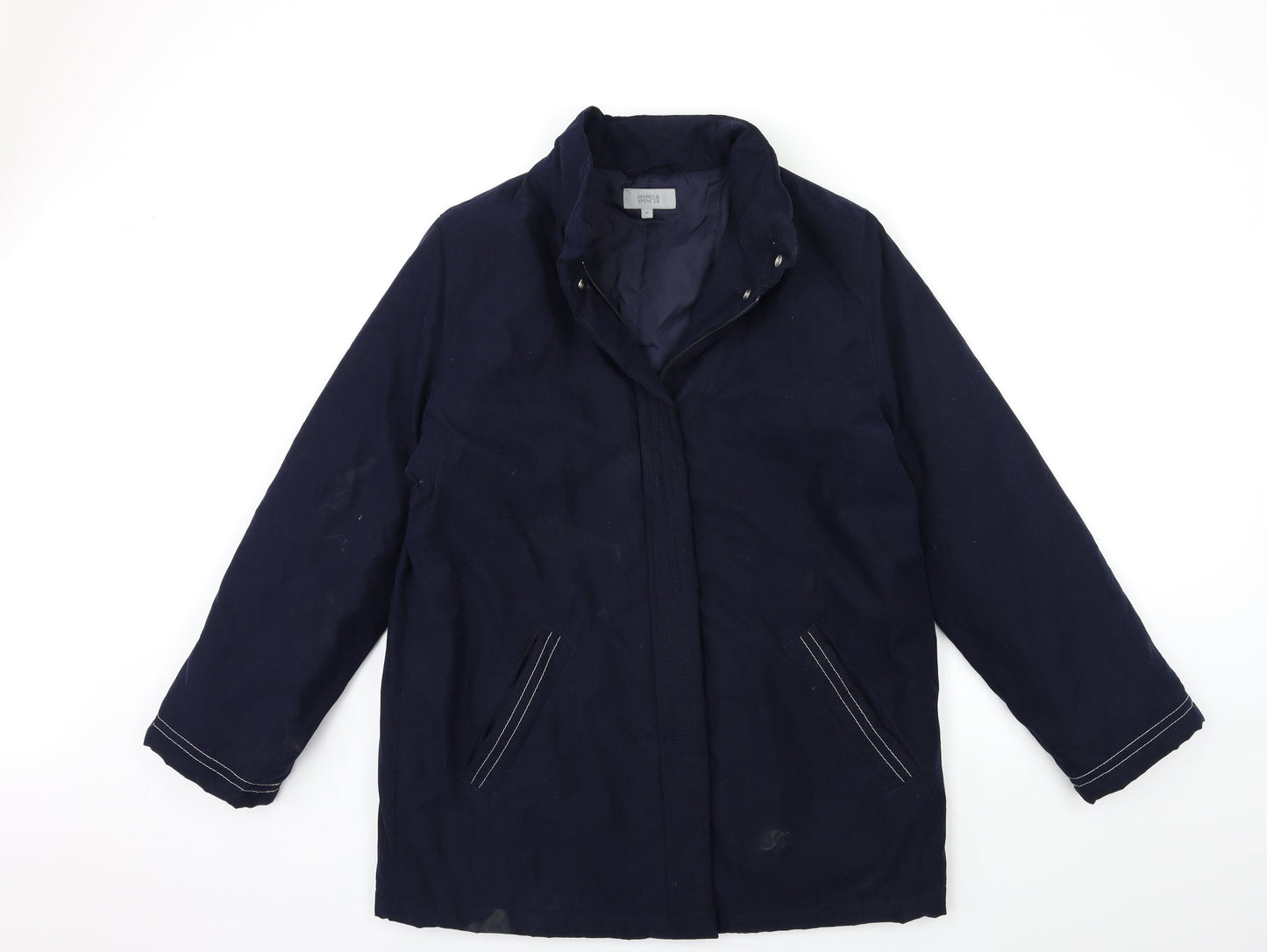 Womens UK Size 16 Marks and Spencer Blue Overcoat