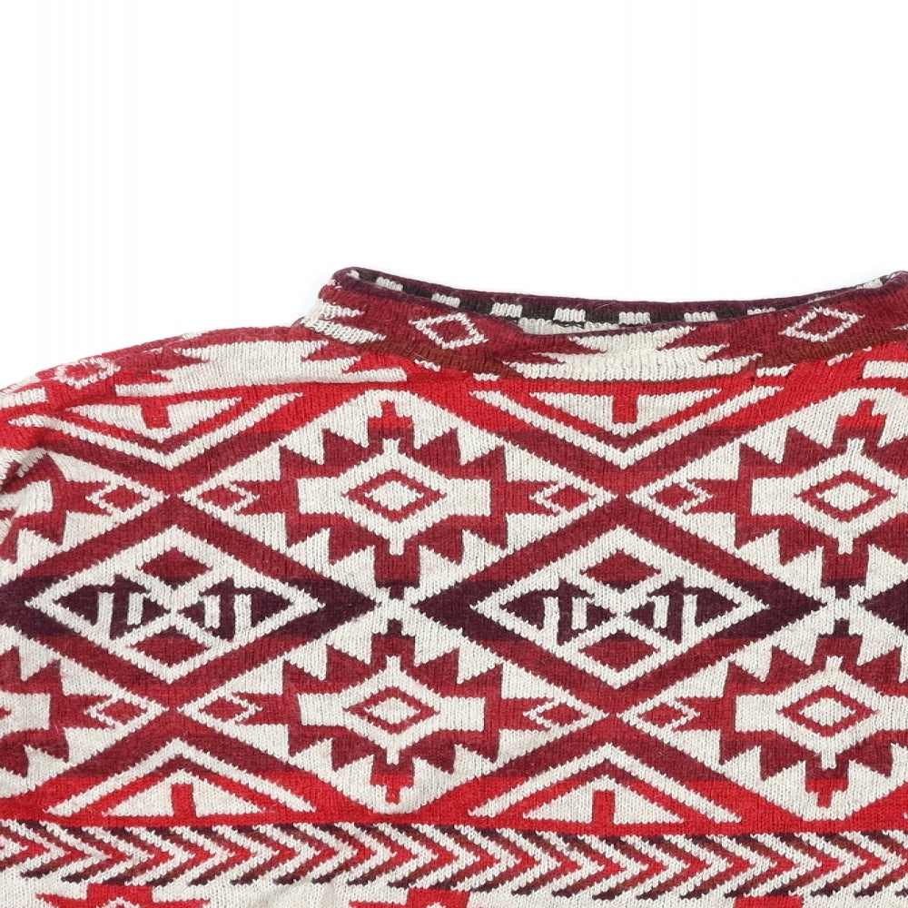 h&m  Womens Red Herringbone  Pullover Jumper Size M
