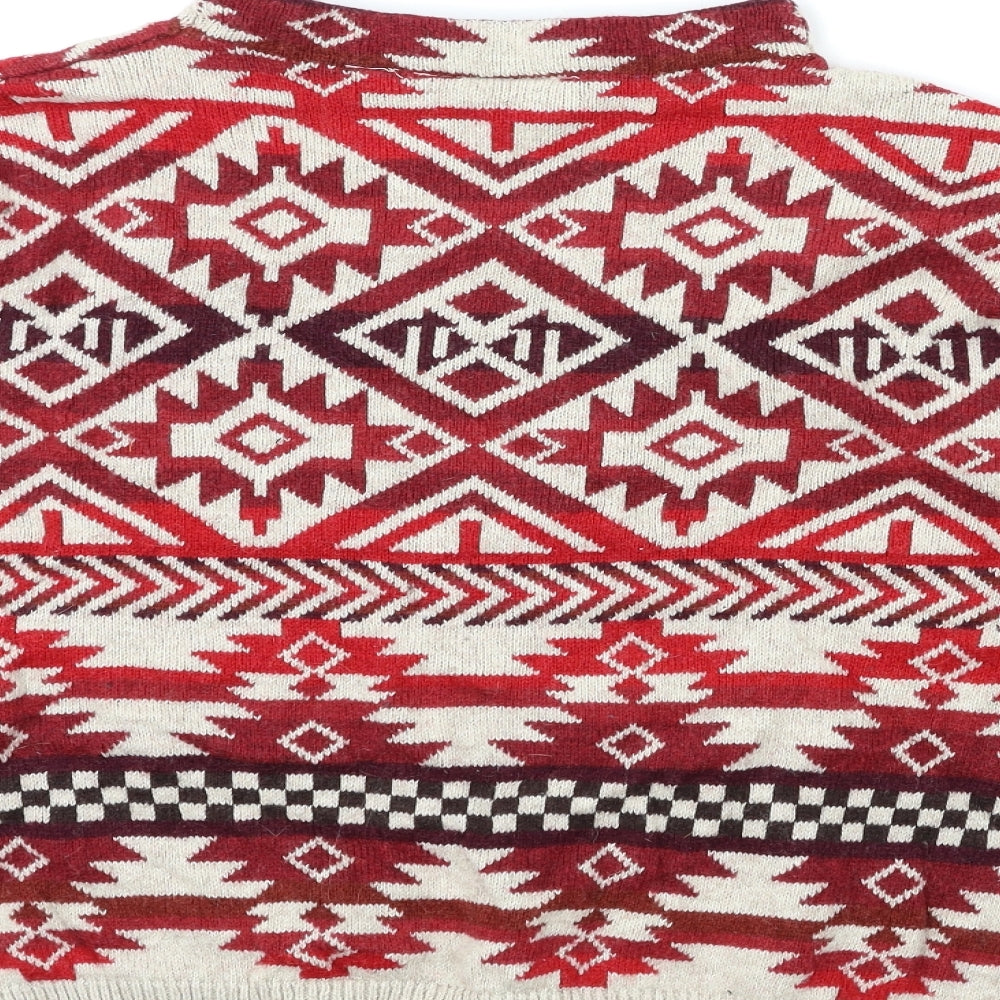 h&m  Womens Red Herringbone  Pullover Jumper Size M
