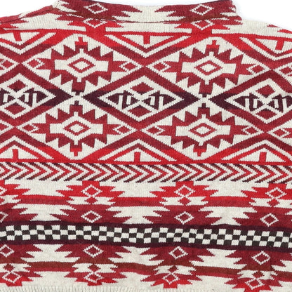 h&m  Womens Red Herringbone  Pullover Jumper Size M
