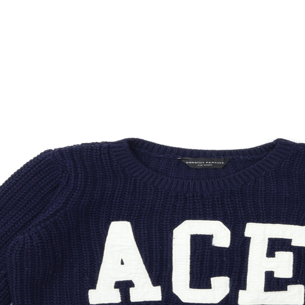 Dorothy Perkins Womens Blue  Knit Pullover Jumper Size 14