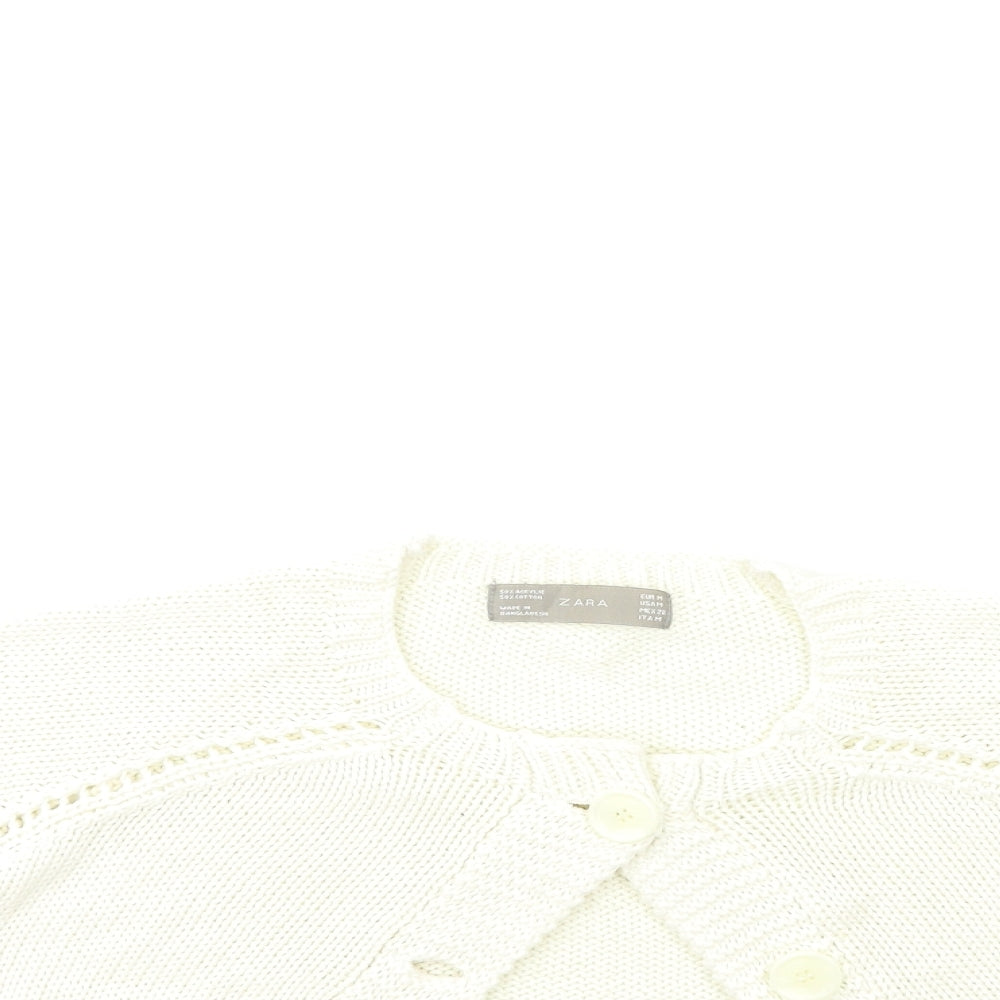 Womens UK Size M Zara Beige Cardigan Jumper