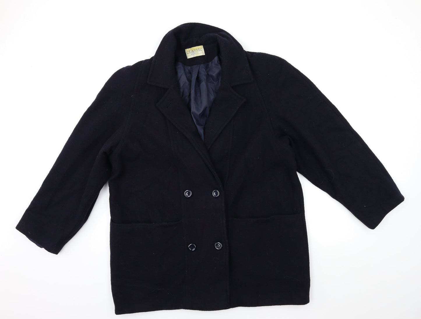 CLASSIC WOMAN Womens Blue   Overcoat Coat Size 16