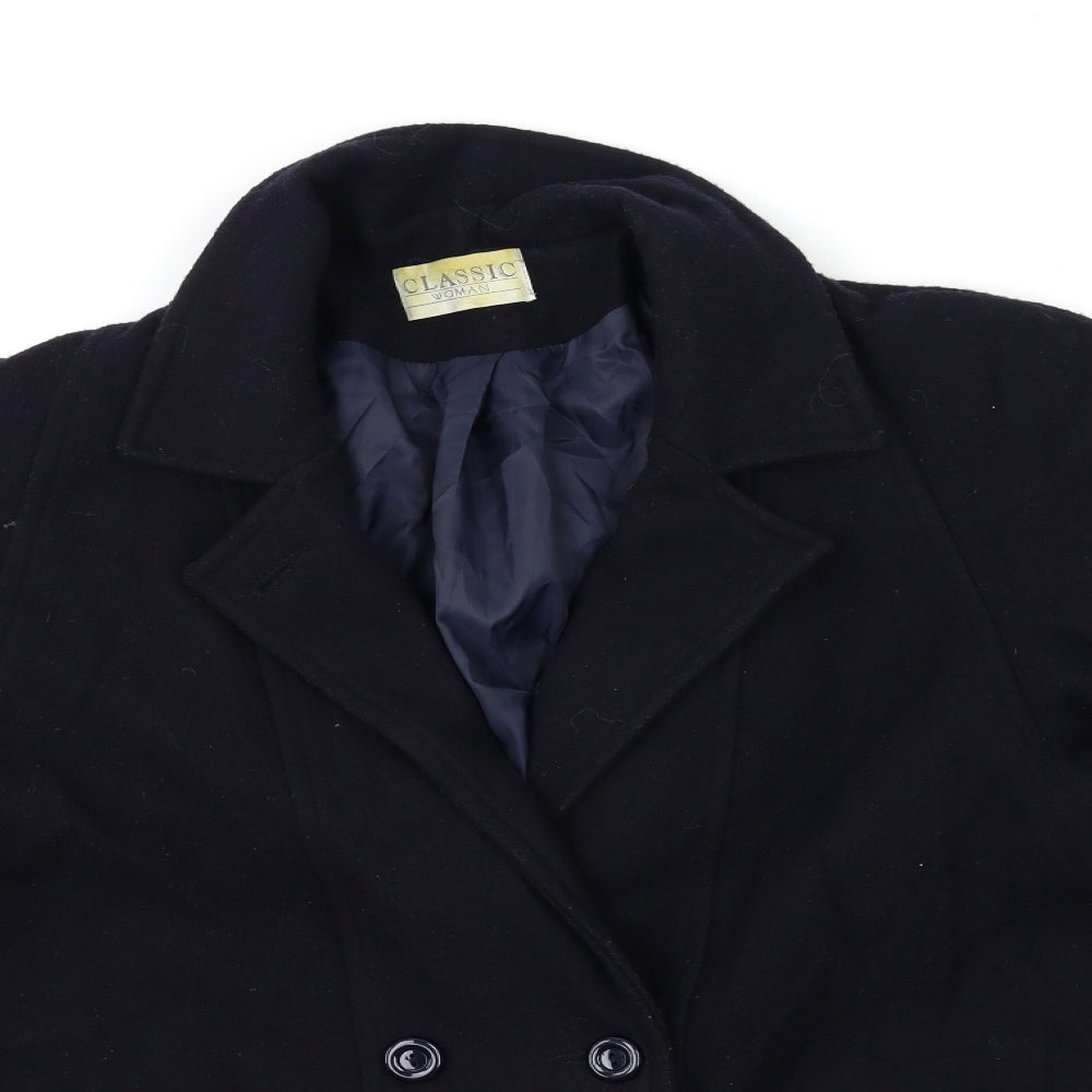 CLASSIC WOMAN Womens Blue   Overcoat Coat Size 16