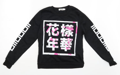 Milky Rose Womens Black Colourblock  Pullover Sweatshirt Size M