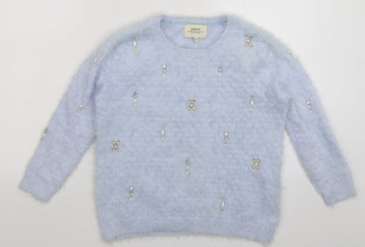 Additional front view of Papaya women’s blue knit jumper, size S