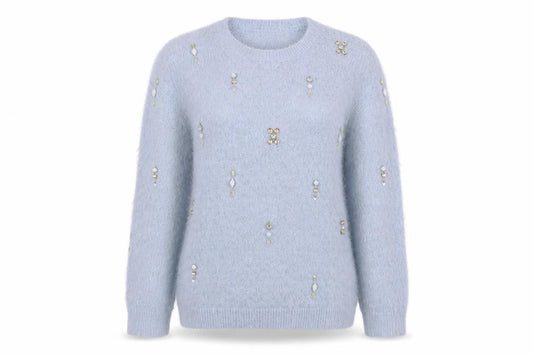 Front view of Papaya women’s blue knit jumper, size S