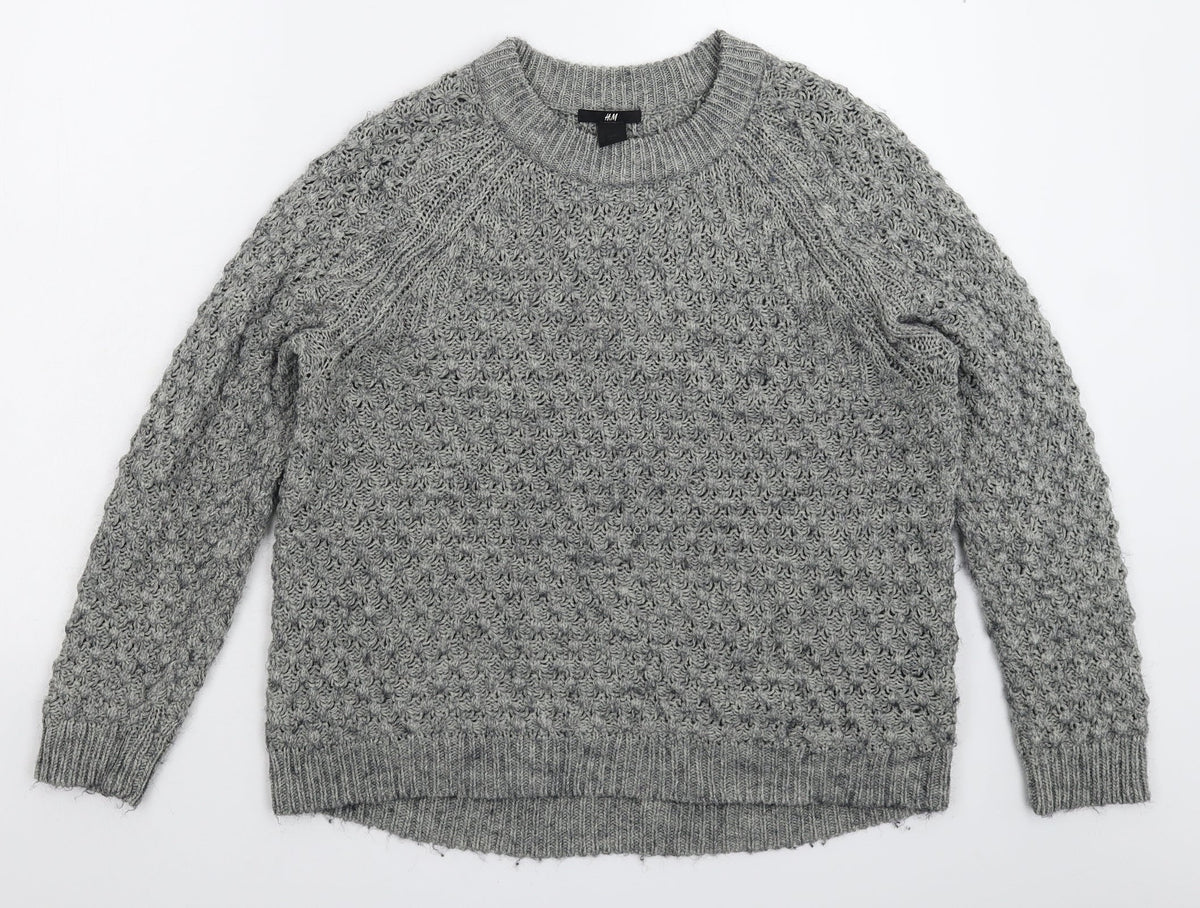 H&M Womens Grey  Knit Pullover Jumper Size S