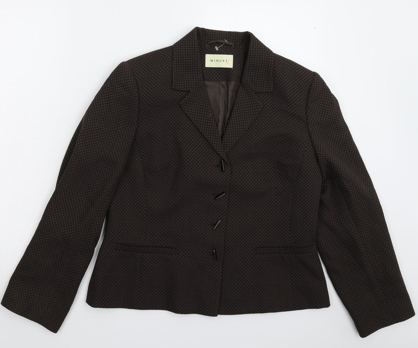 Minuet Womens Grey Striped  Jacket Suit Jacket Size 14