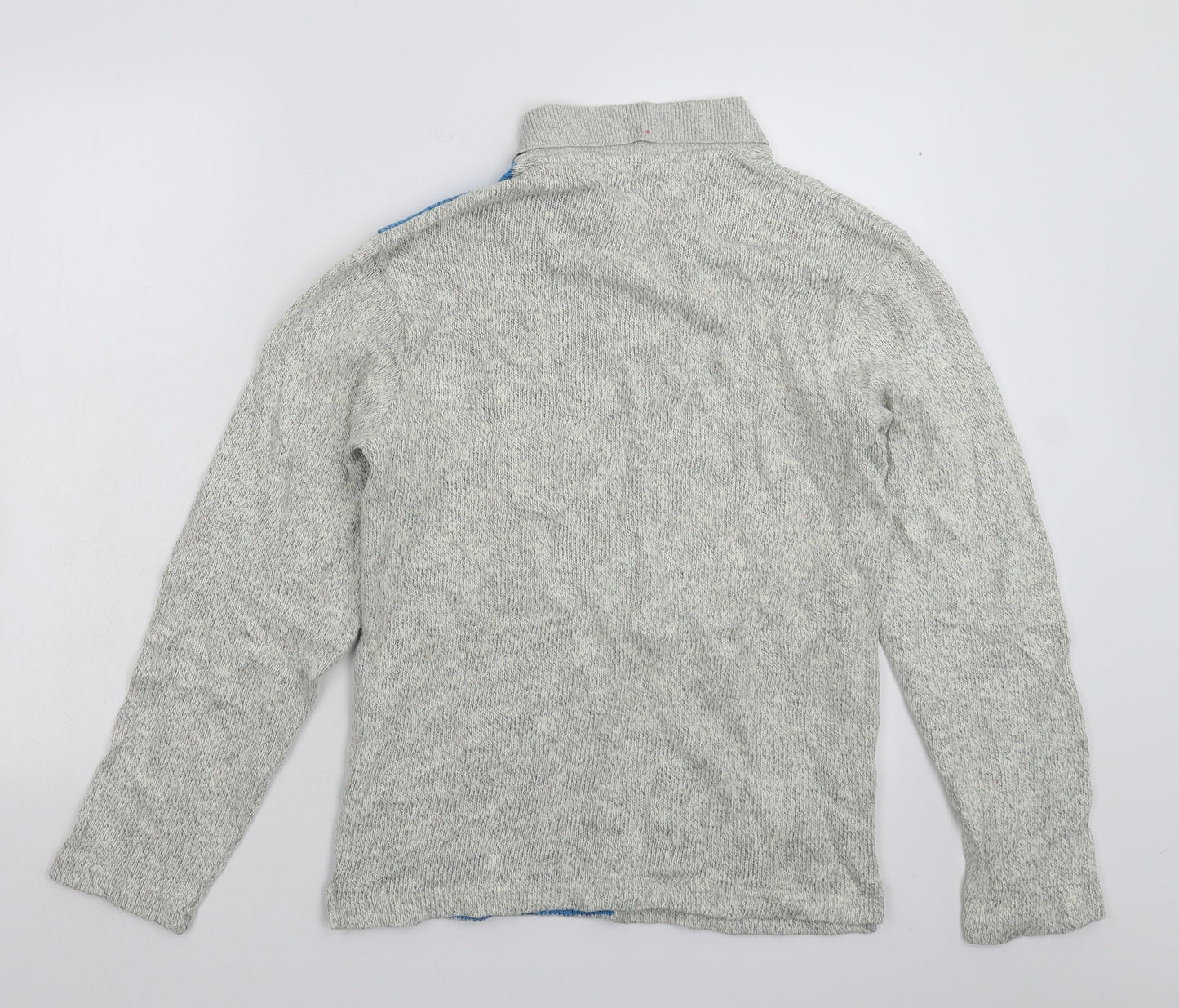 Octave Mens Grey Striped Knit Pullover Jumper Size M