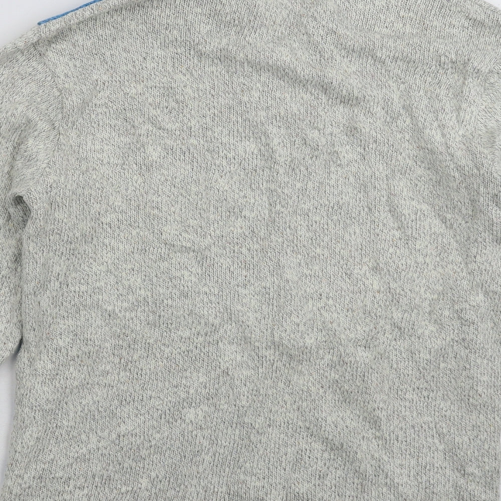 Octave Mens Grey Striped Knit Pullover Jumper Size M