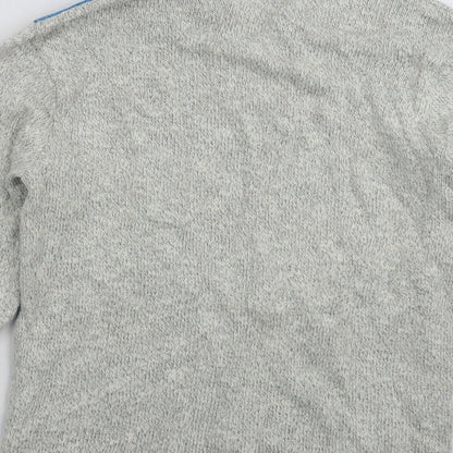 Octave Mens Grey Striped Knit Pullover Jumper Size M