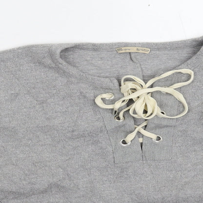 Womens UK Size S Zara Grey Pullover Jumper