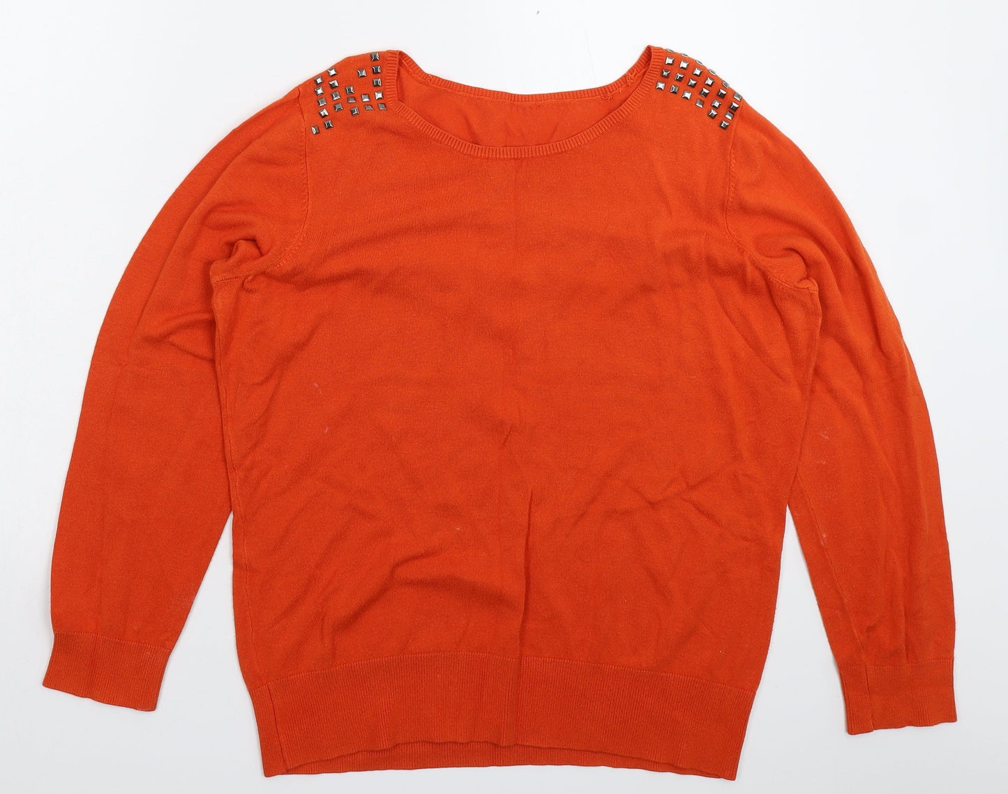 Womens UK Size L Preworn Orange Pullover Jumper