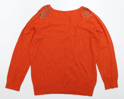 Womens UK Size L Preworn Orange Pullover Jumper