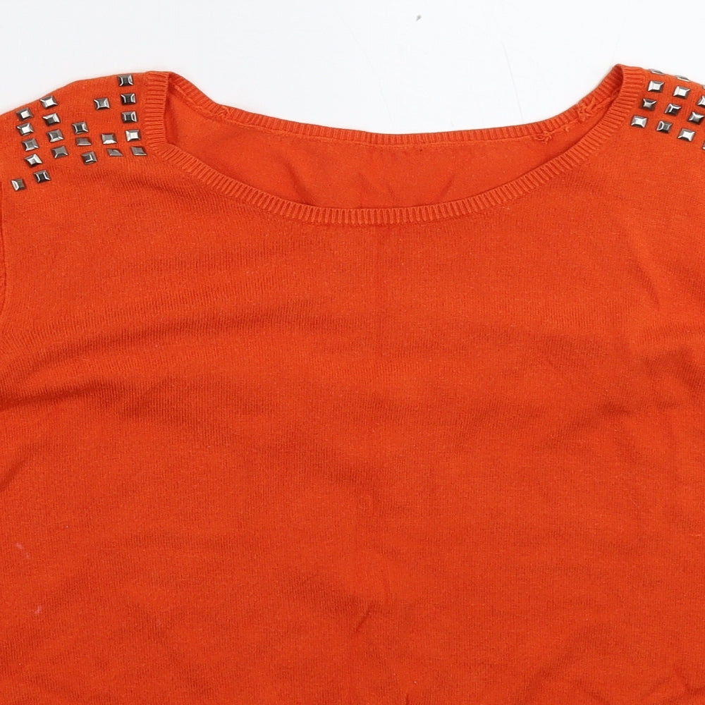 Womens UK Size L Preworn Orange Pullover Jumper