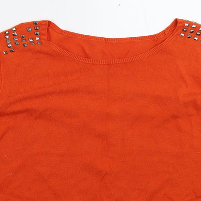 Womens UK Size L Preworn Orange Pullover Jumper