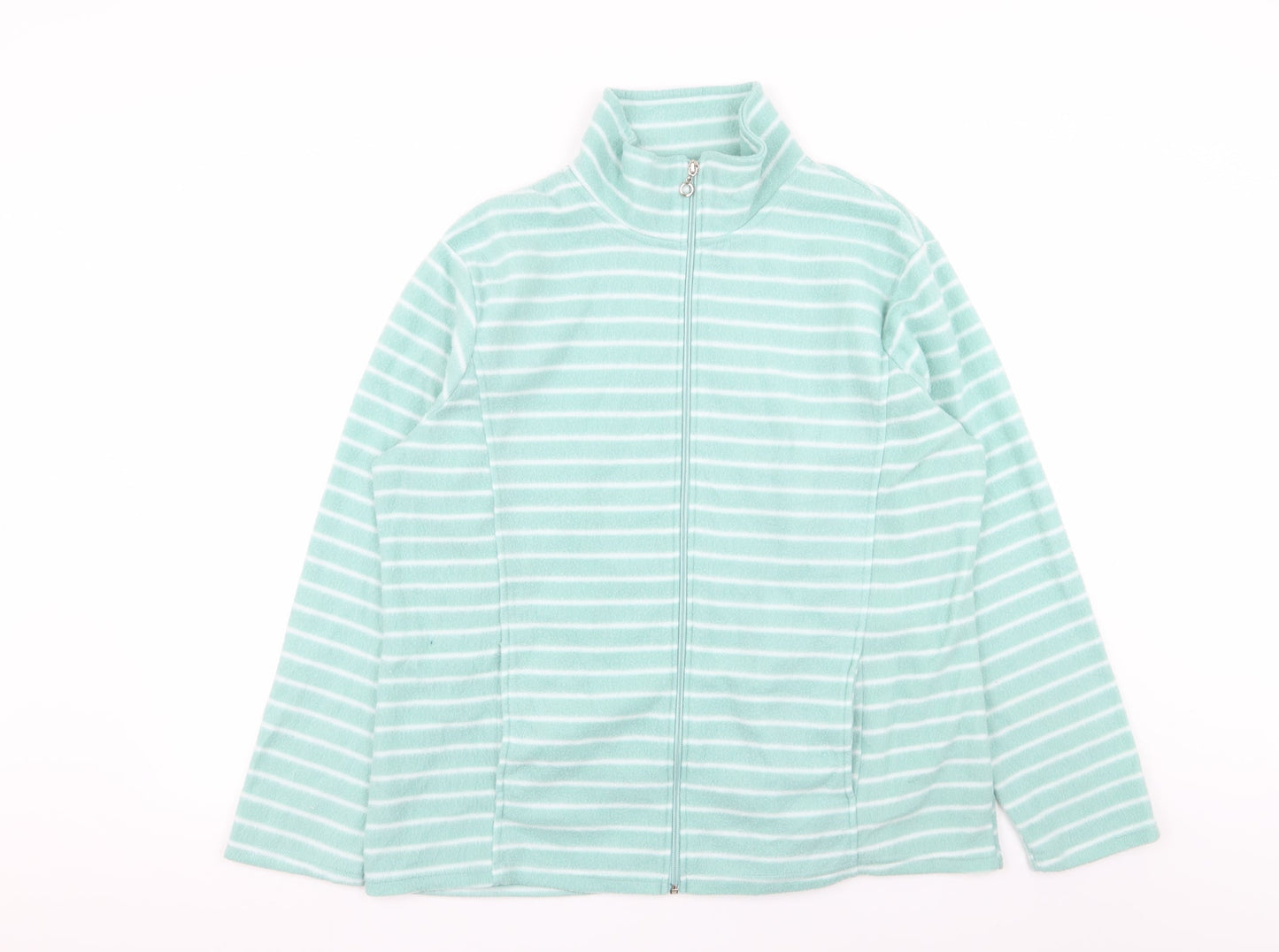 Womens UK Size L Anne De Lancay Blue Full Zip Jumper