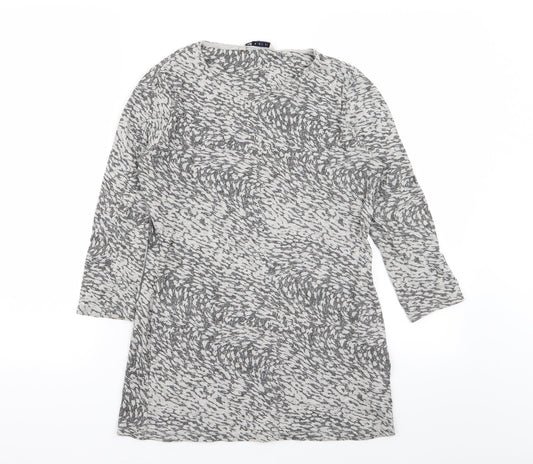 M&S Womens Grey Geometric  Basic T-Shirt Size 8