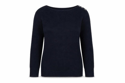 Front view of ESPRIT women’s blue jumper, size XS