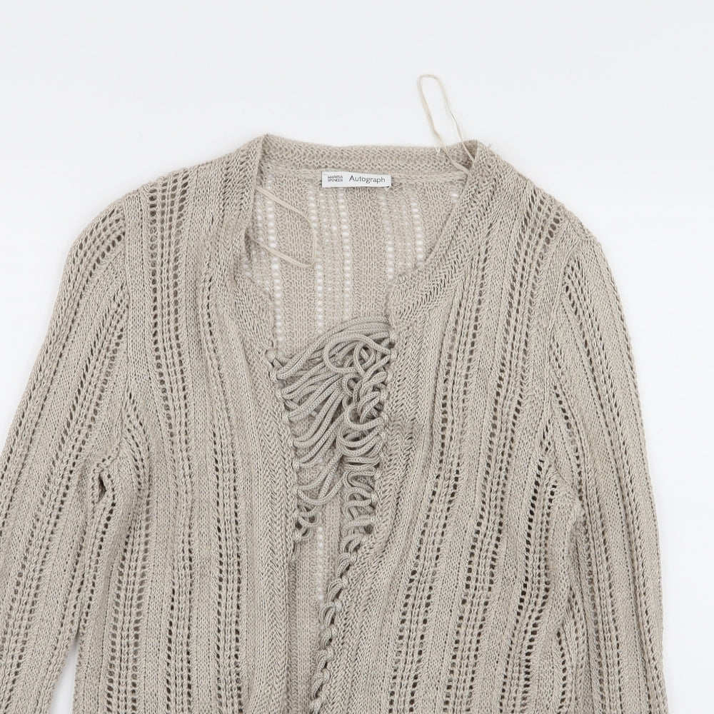 M&S Womens Brown   Cardigan Jumper Size 14