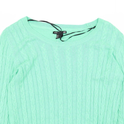 Womens UK Size S H&M Green Pullover Jumper