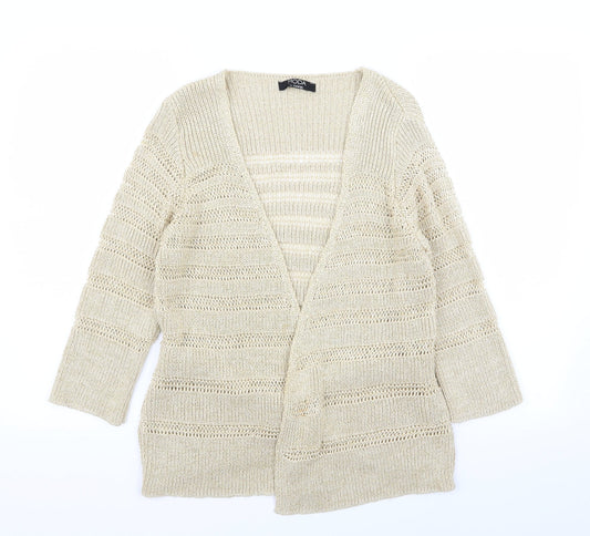 Asda George Womens Gold Striped  Cardigan Jumper Size 10