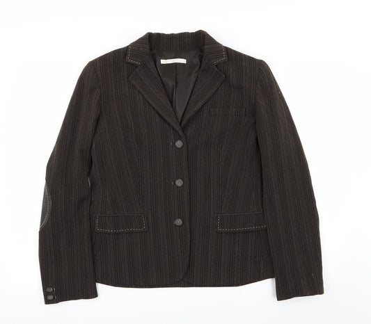 Debenhams Womens Brown Striped  Jacket Blazer Size 16