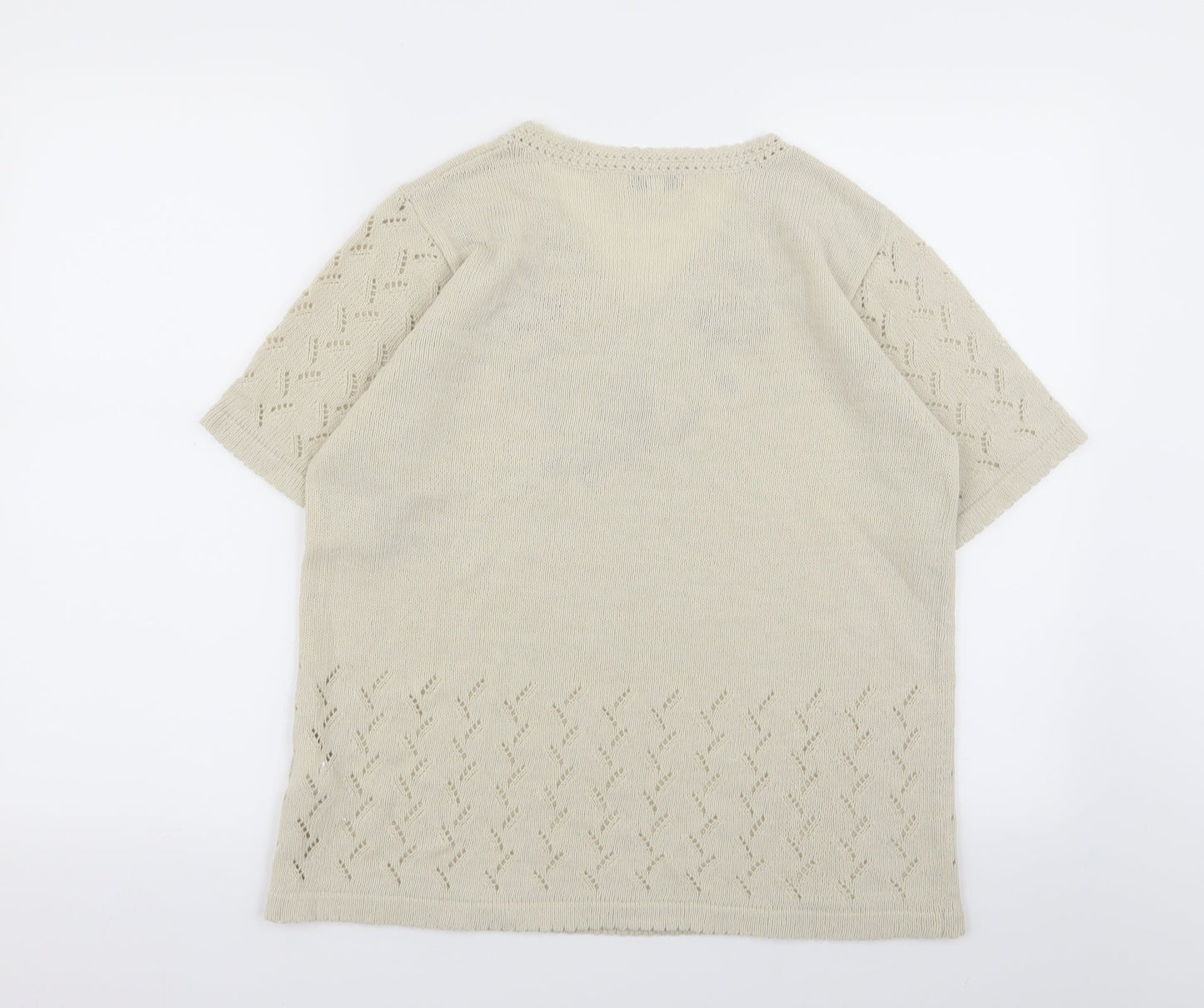 Damart Womens Beige Floral  Basic T-Shirt Size 14