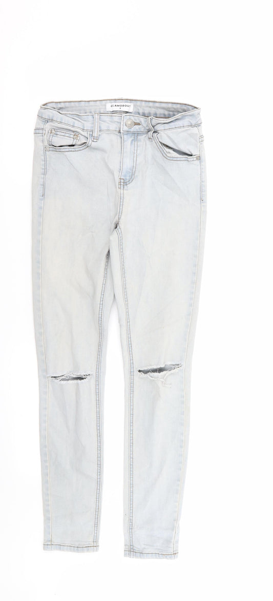 Glamorous Womens Blue   Skinny Jeans Size 8 L27 in - RIPPED JEANS