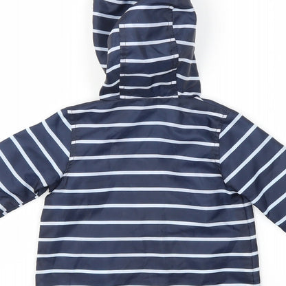 F&F Girls Blue Striped  Basic Coat Coat Size 0-3 Months