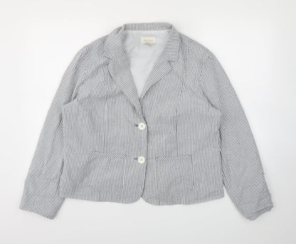STUDIO  Womens Grey Striped  Jacket Blazer Size 14