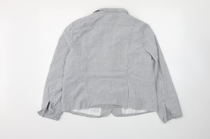 STUDIO  Womens Grey Striped  Jacket Blazer Size 14
