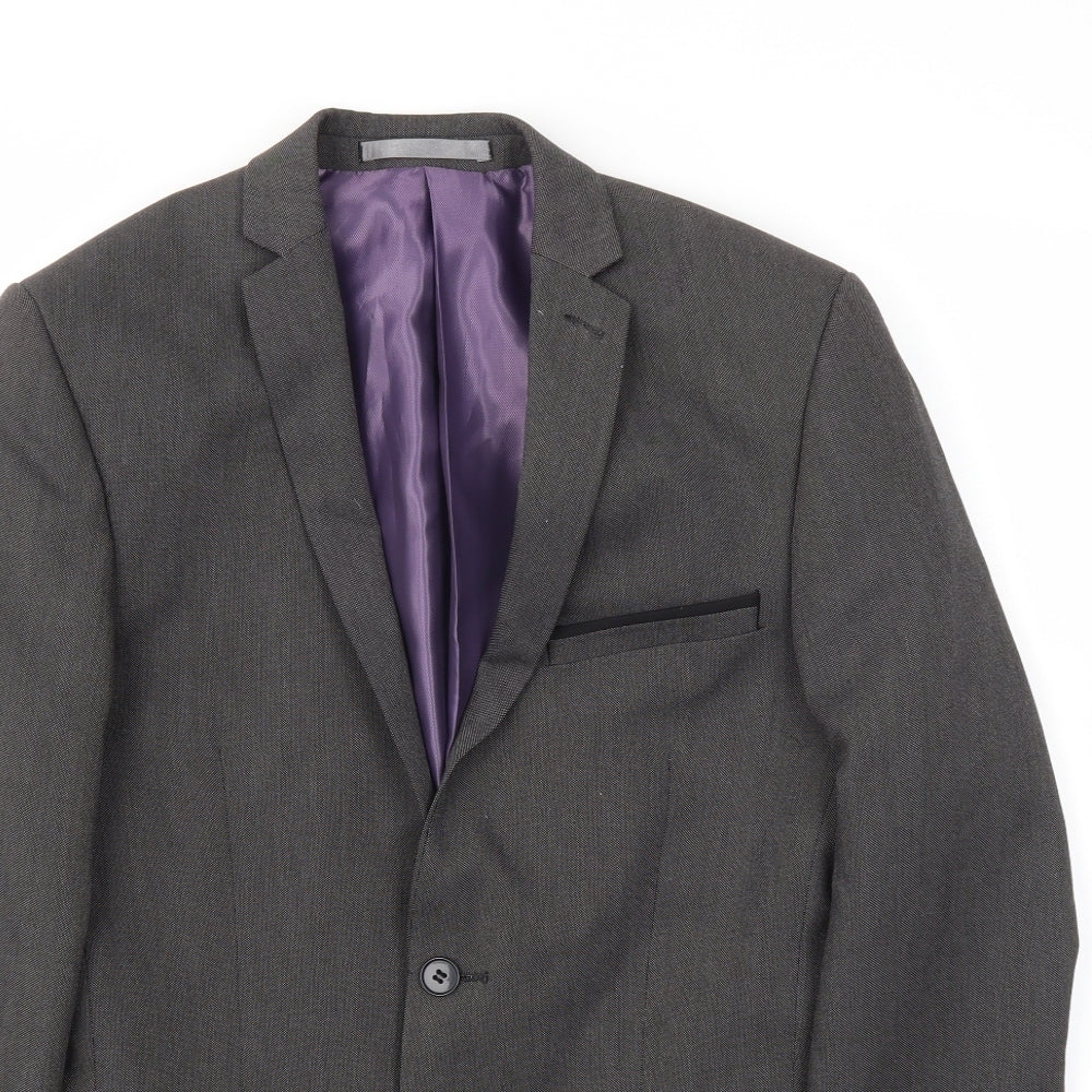 Close-up detail of Red Herring men’s grey jacket blazer, size 36