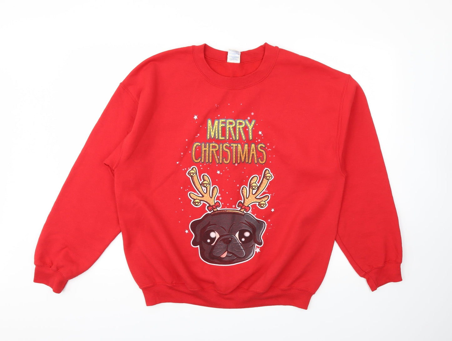 Womens UK Size L Gildan Red Pullover Jumper