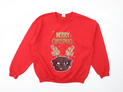 Womens UK Size L Gildan Red Pullover Jumper