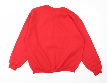 Womens UK Size L Gildan Red Pullover Jumper