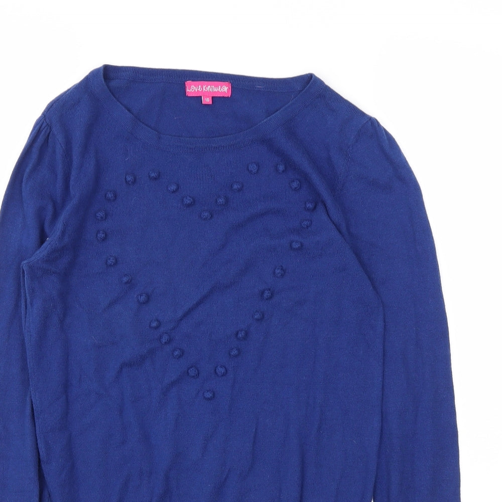 love knitwear Womens Blue   Pullover Sweatshirt Size 10
