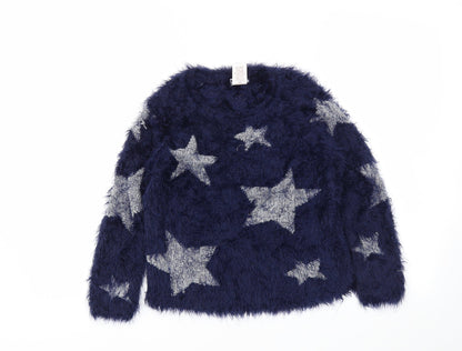 BPSTER Girls Blue Argyle/Diamond  Pullover Jumper Size 7-8 Years
